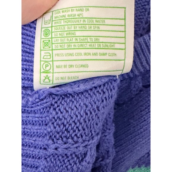 Pringle Of Scotland Cable Knit Golf Sweater Mans M Cotton Blue Embroidered Logo - Picture 6 of 11